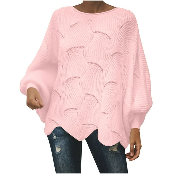 Oksale Womens Oversized Cable Knit Sweater Plus Size Asymmetrical Hem Winter Tops Loose Long Sleeve Sweaters Pullover Soft Cozy Shirts 2025 Pink XXXXXL
