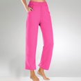 thumbnail image 1 of Oksale Womens Pajamas Pants with Pockets Casual Cozy Pj Pants Solid Color Sleepwear Ankle Pants Straight Pants 2025 Pink S, 1 of 5