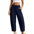 thumbnail image 1 of Oksale Womens Petite Barrel Pants with Patch Pockets Pull On Casual Drawstring Waisted Ankle Sweatpants Loose Wide Legged Sweat Pants 2026 Navy 2XL, 1 of 9