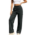 thumbnail image 1 of Oksale Womens Petite Straight Leg Sweatpants with Multi Pockets Soft Cozy Cargo Sweatpants Casual Elastic Waisted Drawstring Jogger Trousers for Daily Wear Dark Gray 2XL, 1 of 9