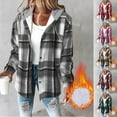 thumbnail image 1 of Oksale Womens Plaid Fleece Jackets Winter Woolen Hooded Shacket Jacket Casual Button Down Outerwear with Pockets Loose Long Sleeve Sweatshirts Soft Cozy Overcoats 2025 Hot Pink S, 1 of 7