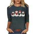 thumbnail image 1 of Oksale Womens Plus Size 3/4 Sleeve Christmas Tees Cute Snowman Print Round Neck Fall Casual Shirts Fashion Clothing Multicolor M, 1 of 6