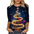 thumbnail image 1 of Oksale Womens Plus Size Christmas Tshirts Loose Comfy 3/4 Sleeve Cute Xmas Trees Print Pullovers Casual Crewneck Fall Shirts Fashion Tees Multicolor M, 1 of 5
