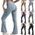 thumbnail image 1 of Oksale Womens Plus Size Flare Leggings Trendy Butt Lifting Stretch Tights High Waisted Tummy Control Yoga Pants Fitness Athletic Treousers Joggers 2025 Light Blue XXL, 1 of 5