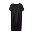 thumbnail image 1 of Oksale Womens Plus Size Modal Sleep Shirt Soft Cozy Mid Length Nightgown Casual Round Neck Nightdress Short Sleeve Pajama Dress Solid Color Sleepwear Loose Fit Night Shirt Black XXXXXL, 1 of 4