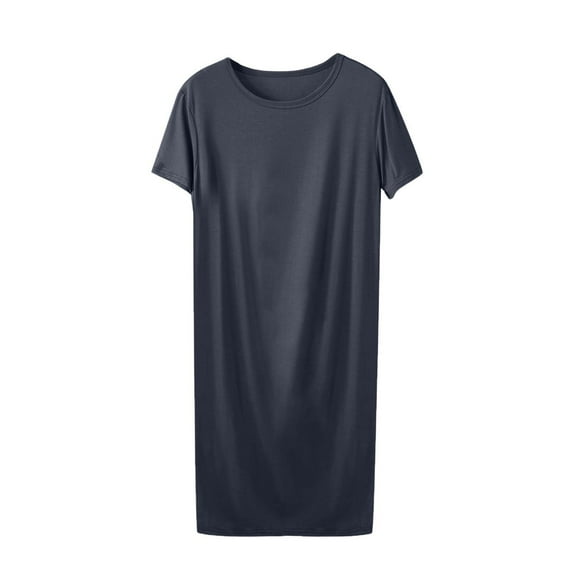 Oksale Womens Plus Size Modal Sleep Shirt Soft Cozy Mid Length Nightgown Casual Round Neck Nightdress Short Sleeve Pajama Dress Solid Color Sleepwear Loose Fit Night Shirt Gray XXXXXL