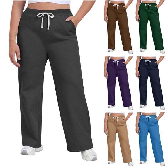 Oksale Womens Plus Size Sweat Pants Petite Length Elastic Drawstring Sweatpants with Pockets Comfy Girlfriend Athletic Jogging Pants for Hiking Dark Gray XL
