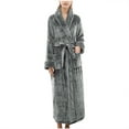 thumbnail image 1 of Oksale Womens Shawl Collar Fleece Robes with Pockets Comfortbale Long Sleeve Loungewear Thermal Warm Winter Robe Plus Size Soft Heavyweight Housecoats Dark Gray M, 1 of 6