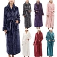 thumbnail image 1 of Oksale Womens Shawl Collar Fleece Robes with Pockets Comfortbale Long Sleeve Loungewear Thermal Warm Winter Robe Plus Size Soft Heavyweight Housecoats Navy XXXL, 1 of 5