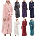 thumbnail image 1 of Oksale Womens Shawl Collar Fleece Robes with Pockets Comfortbale Long Sleeve Loungewear Thermal Warm Winter Robe Plus Size Soft Heavyweight Housecoats Pink XL, 1 of 5