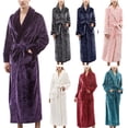 thumbnail image 1 of Oksale Womens Shawl Collar Fleece Robes with Pockets Comfortbale Long Sleeve Loungewear Thermal Warm Winter Robe Plus Size Soft Heavyweight Housecoats Purple XL, 1 of 6