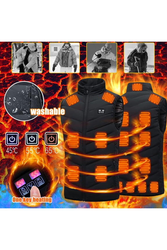 Womens Smart Warming Heated Vest without Battery Winter Unisex Jackets for Skiing Snowboarding Active Outdoor Black M