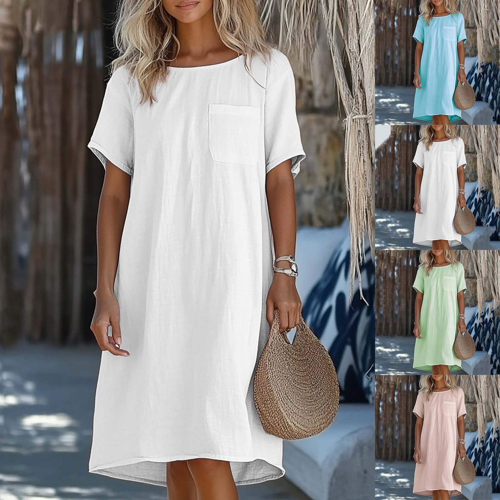 white beach dresses for sale Amazon.com: Dresses for Women White Dress for Women Premium Resort Style  Deep V Bubble Sleeve Dress Fashion Sexy Loose Comfy Summer Clothes for  Women Sundress Party Beach Dress, Black, M : Clothing,