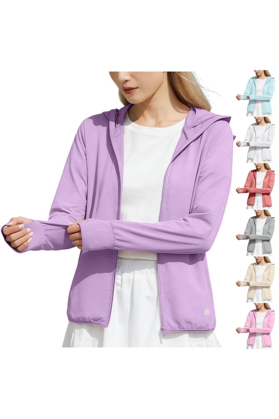 Womens Sun Protection Athletic Jackets Plus Size Zip Up Jacket with Mask Breathable Lightweight Workout Jackets with Hood Light Blue L