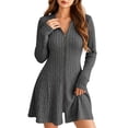 thumbnail image 1 of Oksale Womens Sweater Dresses Soft Cozy Long Sleeve Zipper Ribbed Dress Bodycon Mini Dress Knit A-Line Fall Dresses 2026 Dark Gray XL, 1 of 8