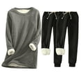 thumbnail image 1 of Oksale Womens Sweatsuits 3 PC Set Fuzzy Sherpa Lined Sweatpants Plus Size Casual Round Neck Sweatshirts with Pockets Going Out Outfits 2025 Dark Gray S, 1 of 2
