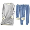 thumbnail image 1 of Oksale Womens Sweatsuits 3 PC Set Fuzzy Sherpa Lined Sweatpants Plus Size Casual Round Neck Sweatshirts with Pockets Going Out Outfits 2025 Gray M, 1 of 2