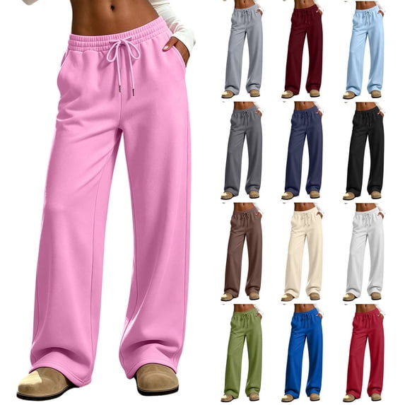 Oksale Womens Tall Sweatpants Soft Comfy Straight Leg Sweat Pants with Pockets Casual Drawstring High Waisted Trousers Active Outdoor Wine S