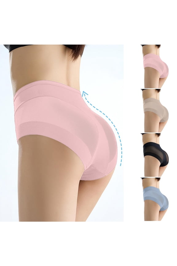 Womens Tummy Control Underwear Seamless Butt Lifting Soft Breathable Comfy Shapewear Panties Sexy Underpants Pink XL