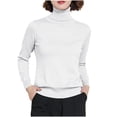thumbnail image 1 of Oksale Womens Turtleneck Sweaters Plus Size Elastic Long Sleeve Winter Sweater Solid Color Cozy Slouchy Tops for Going Out 2025 White S, 1 of 2
