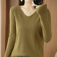 thumbnail image 1 of Oksale Womens V Neck Sweaters Trendy Textured Knit Sweater Soft Long Sleeve Jumpers Solid Color Pullover Casual Slouchy Basic Tops Army Green XXL, 1 of 6