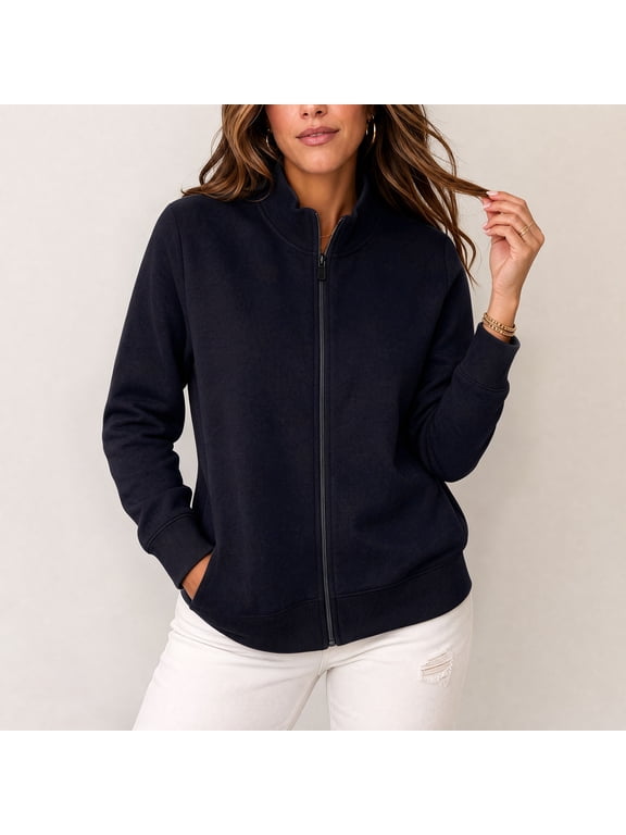 Womens Zip Up Jacket Vintage Lightweight Cardigan Casual Cozy Long Sleeve Jackets Fall Trendy Sweatshirt Coats Black XL