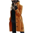 thumbnail image 1 of Oksale Woolen Trench Coat for Women with Belt Stand Up Collar Pea Coats Slim Jackets with Pockets Comfy Fall Fashion Outerwear 2025 Overcoat Yellow M, 1 of 6