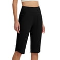 thumbnail image 1 of Oksale Workout Capris for Women with Zipper Pockets Stretch High Waisted Petite Capri Pants Loose Cozy Straight Leg Crop Trousers Black 2XL, 1 of 8