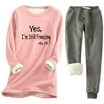 thumbnail image 1 of Oksale Yes,I'm Always Freezing Print Sweatsuits for Women 2 PC Fleece Lined Sherpa Sweatshirts Casual Drawstring Sweatpants Plus Size Fall Winter Fashion Outfits Dark Gray M, 1 of 2