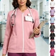 thumbnail image 1 of Oksale Zip Up Scrub Jackets for Women with Pockets Long Sleeve Workwear Sweatshirts Slim Cozy Cardigan Casual Outfits Hot Pink M, 1 of 8