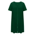thumbnail image 1 of Oksale Zip Up Sleepwear for Women with Pockets Short Sleeve Pajama Dress Soft Lightweight Loungewear for Home Casual Mini Nightgowns Army Green M, 1 of 8