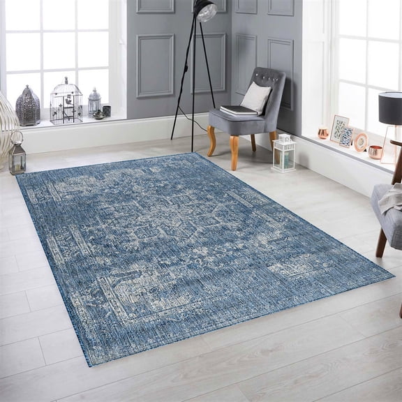 Oksana Quick Dry Indoor Outdoor Rug Easy to Clean for Patio and Deck, 5 ft 2 in x 7 ft