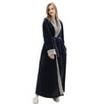 thumbnail image 1 of Oksun Full Length Fleece Robe Cozy Plush Long Warm Bathrobe with Waist Belt for Womens Navy L, 1 of 6