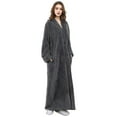 thumbnail image 1 of Oksun Womens Zip up Bathrobes Long Plush Fleece Warm Dressing Robe Gray M, 1 of 6