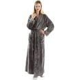 thumbnail image 1 of Oksun long robes for women Full Length Fleece Plush Bathrobe with Waist Belt Gray XL, 1 of 7