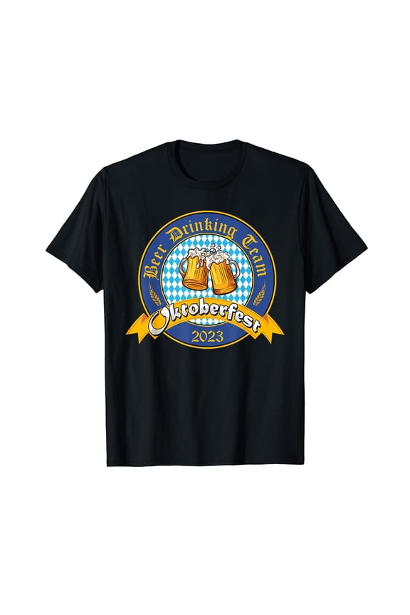 Oktoberfest 2023 Funny German Drinking Team Beer Lovers Cotton Black T-Shirt