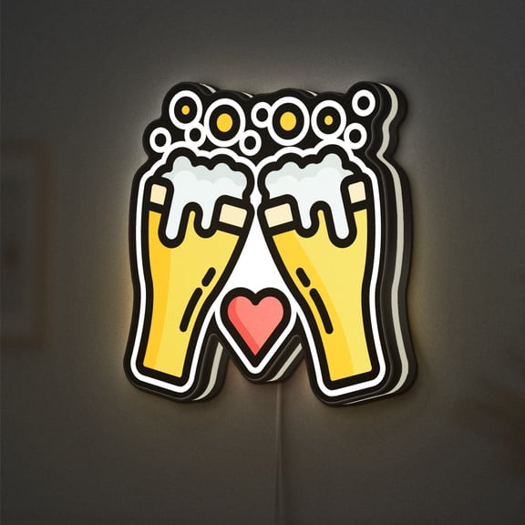 Oktoberfest 3D Novelty Light Box, Beer Festival Decor Featuring Cheers and Toast Scene for Party and Bar Decor (Width 24 inch, 60cm)