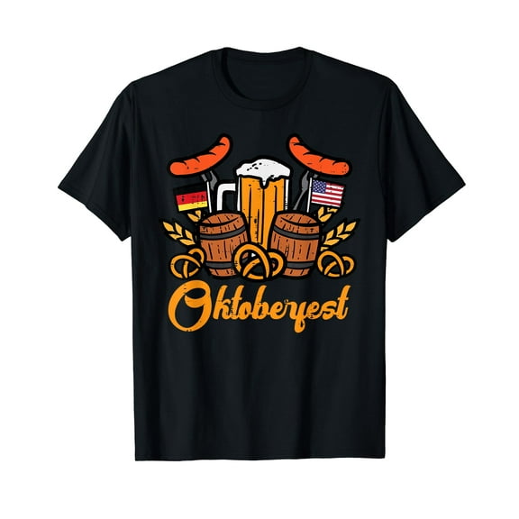 Oktoberfest Barrels German US Flag Costume Women Men Kids T-Shirt