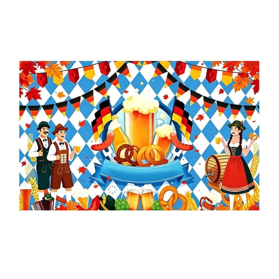Oktoberfest Bavarian Themed Photography Backdrop Banner 110x180cm, Festival Party Decor Background Cloth