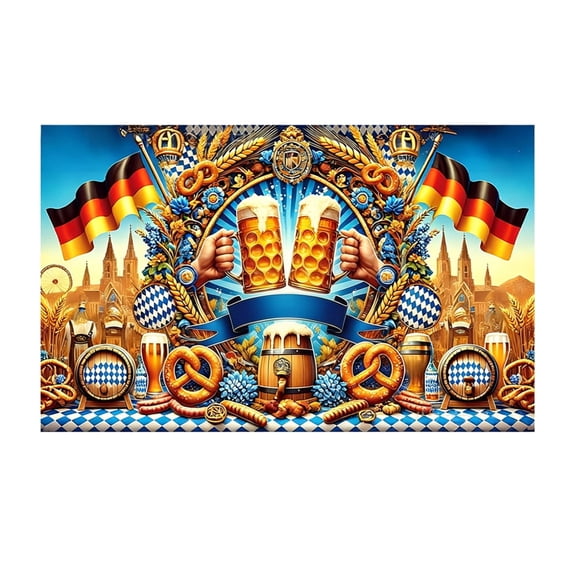 Oktoberfest Bavarian Themed Photography Backdrop Banner 110x180cm, Festival Party Decor Background Cloth