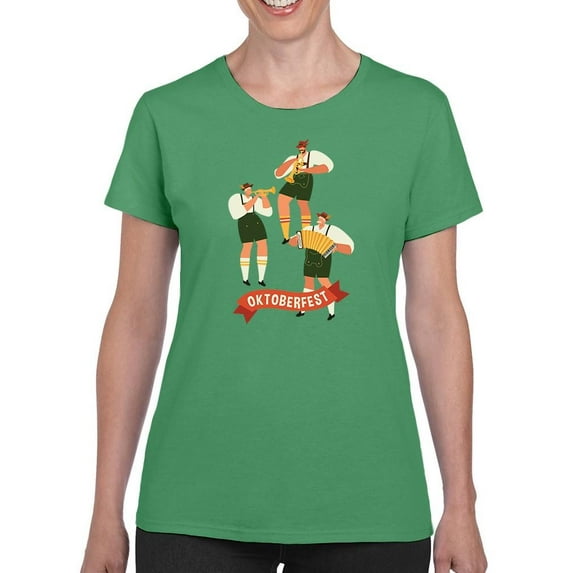 Oktoberfest Bavarian Musicians T-Shirt Women -Image by Shutterstock, Female Small