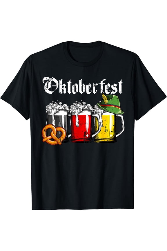 Oktoberfest Beer German Flag Funny Men Women Drinking Mug T-Shirt Black Medium
