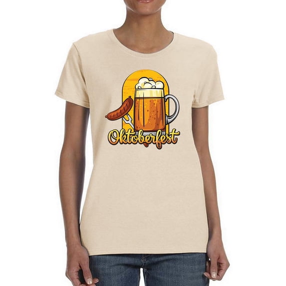 Oktoberfest Beer Mug W Sausage T-Shirt Women -Image by Shutterstock, Female Medium