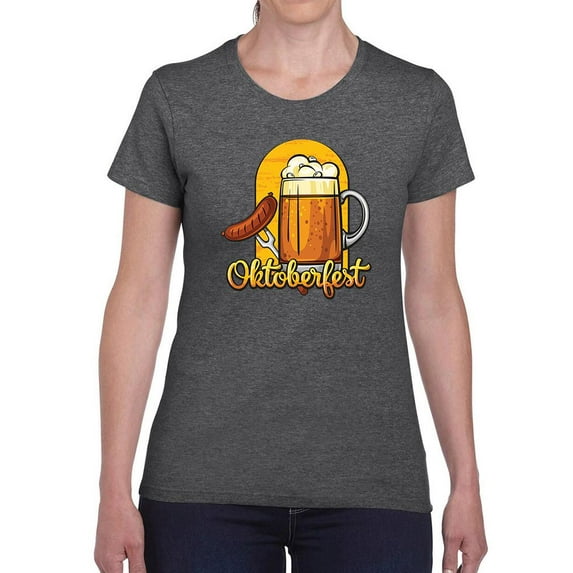 Oktoberfest Beer Mug W Sausage T-Shirt Women -Image by Shutterstock, Female Medium