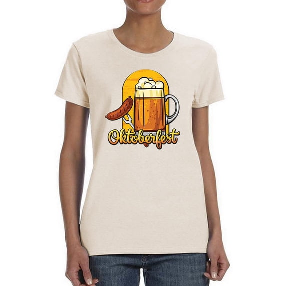Oktoberfest Beer Mug W Sausage T-Shirt Women -Image by Shutterstock, Female Small