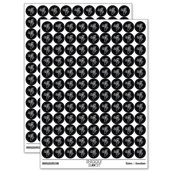 Oktoberfest Bratwurst in Lederhosen with Beer Round Sticker Set - Black - Gloss Finish - 0.50" Size