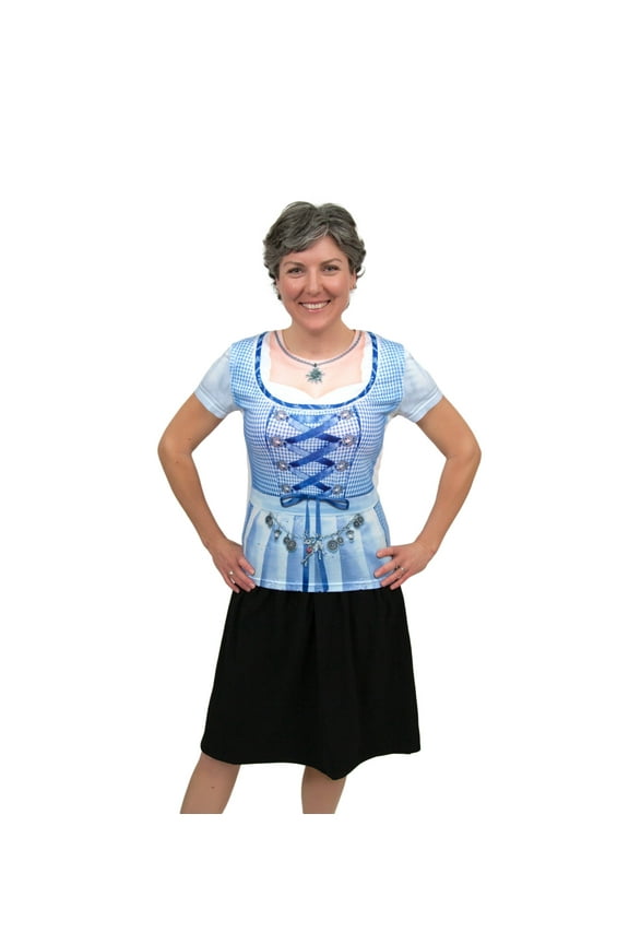 Oktoberfest Costume Dirndl Realistic Faux Blue Shirt