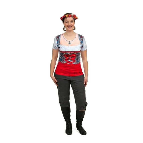 Oktoberfest Costume Dirndl Realistic Faux Red Shirt