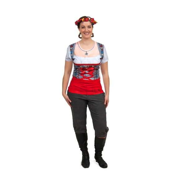 Oktoberfest Costume Dirndl Realistic Faux Red Shirt