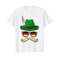thumbnail image 1 of Oktoberfest Costume German Face Glasses Bavarian Halloween White T-Shirt Short Sleeve Tee, 1 of 5